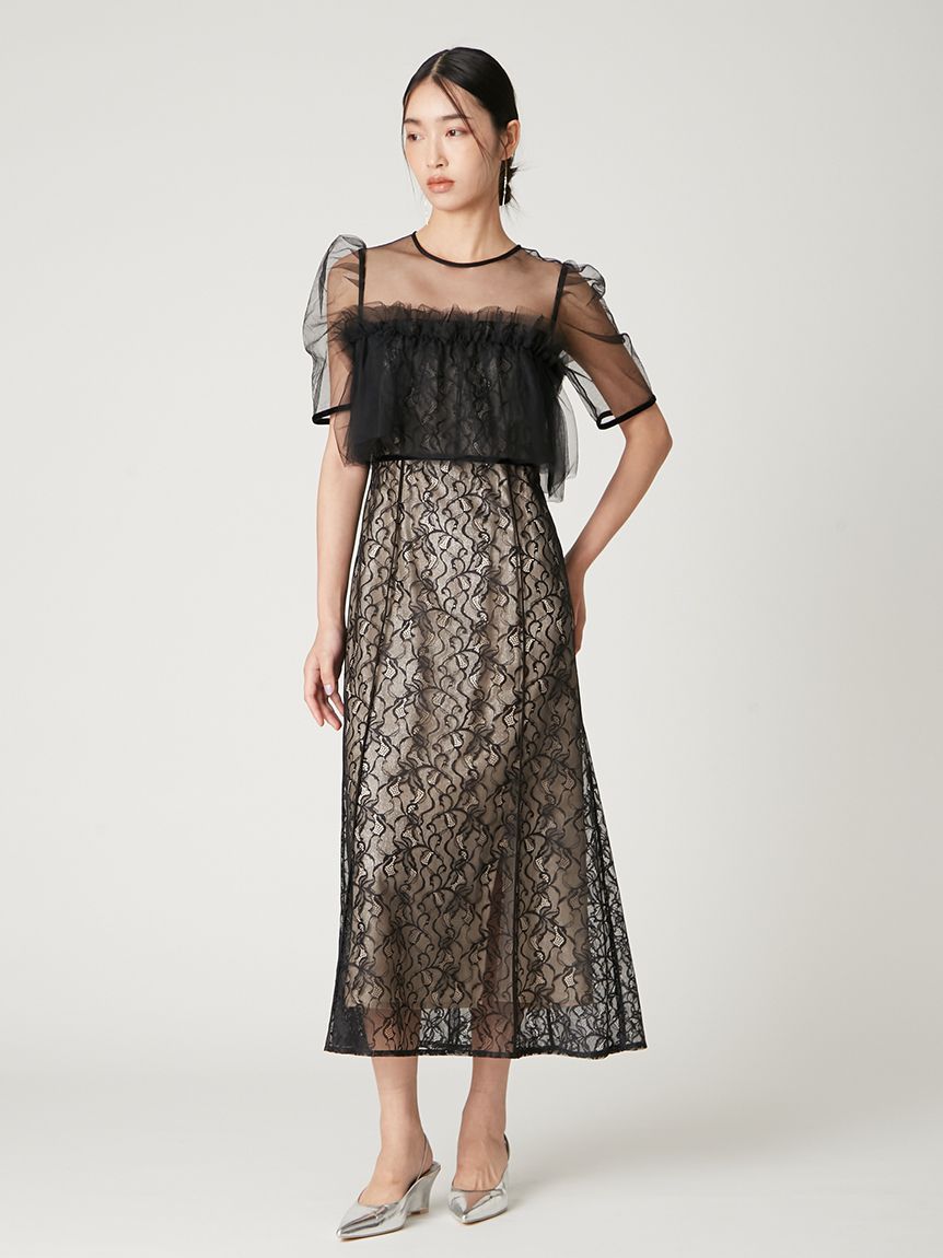 シルバーリーフレースレイヤードドレス(ドレス)｜ワンピース｜FRAY I.D