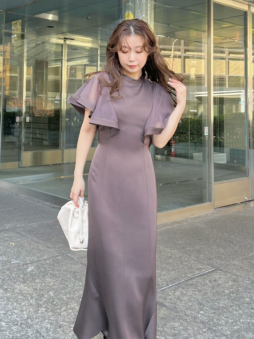 新品♡カップ付きチュールコンビカットキャミワンピース　フレイアイディー　fray FRAY I.D（フレイアイディー）の「カップ付きチュールコンビカット