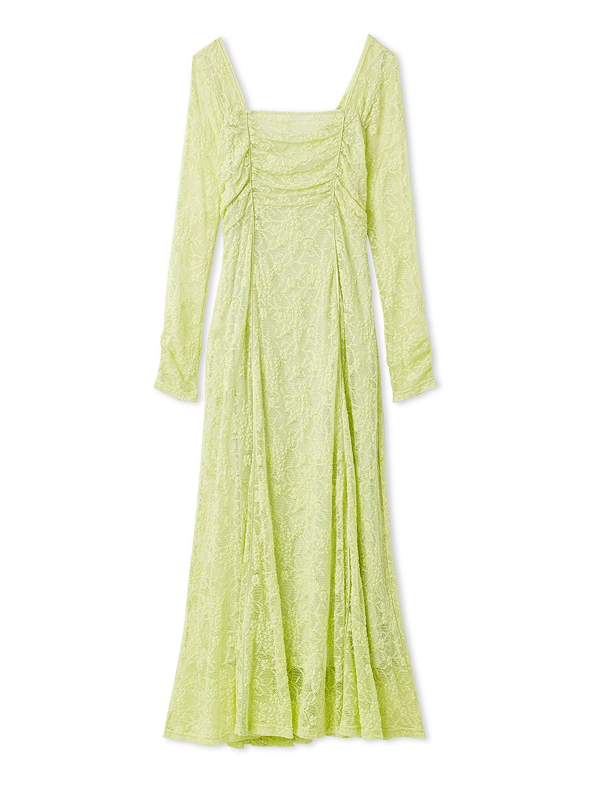 スクエアネックストレッチレースワンピース(マキシ・ロングワンピース スクエアネックストレッチレースワンピース(マキシ・ロングワンピース