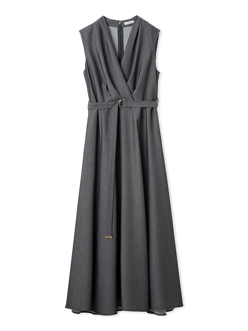カシュクールベルトタックワンピース(マキシ・ロングワンピース
