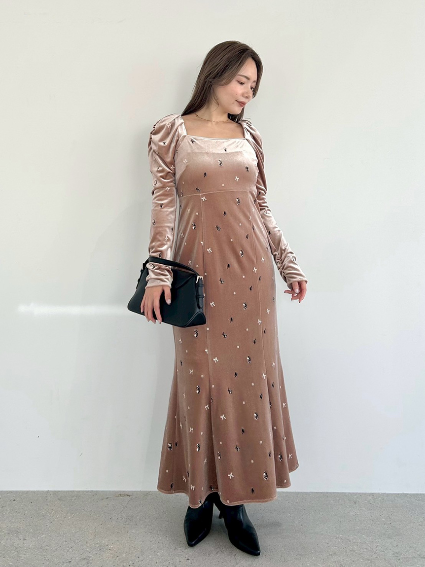 ベロアナローワンピース(マキシ・ロングワンピース)｜ワンピース｜FRAY