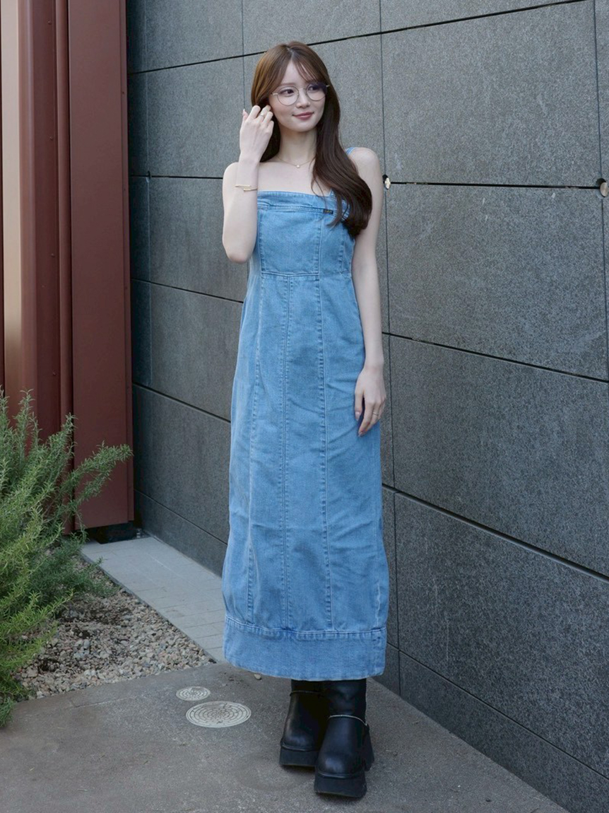 Lee× FRAY I.D】ストレートデニムキャミワンピース(マキシ・ロング