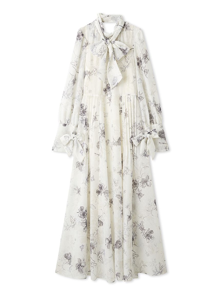 2wayボウタイフラワープリントワンピース(ロングワンピース)｜DRESS 