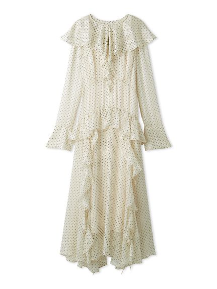 新品✨FRAY I.D ドットチュールワンピース ロングドレス ベージュ レース DRESS｜FRAY I.D（フレイ アイディー）の通販サイト【公式】