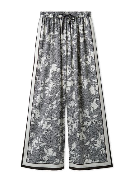 スカーフプリントイージーワイドパンツ／ウォッシャブル(ロングパンツ