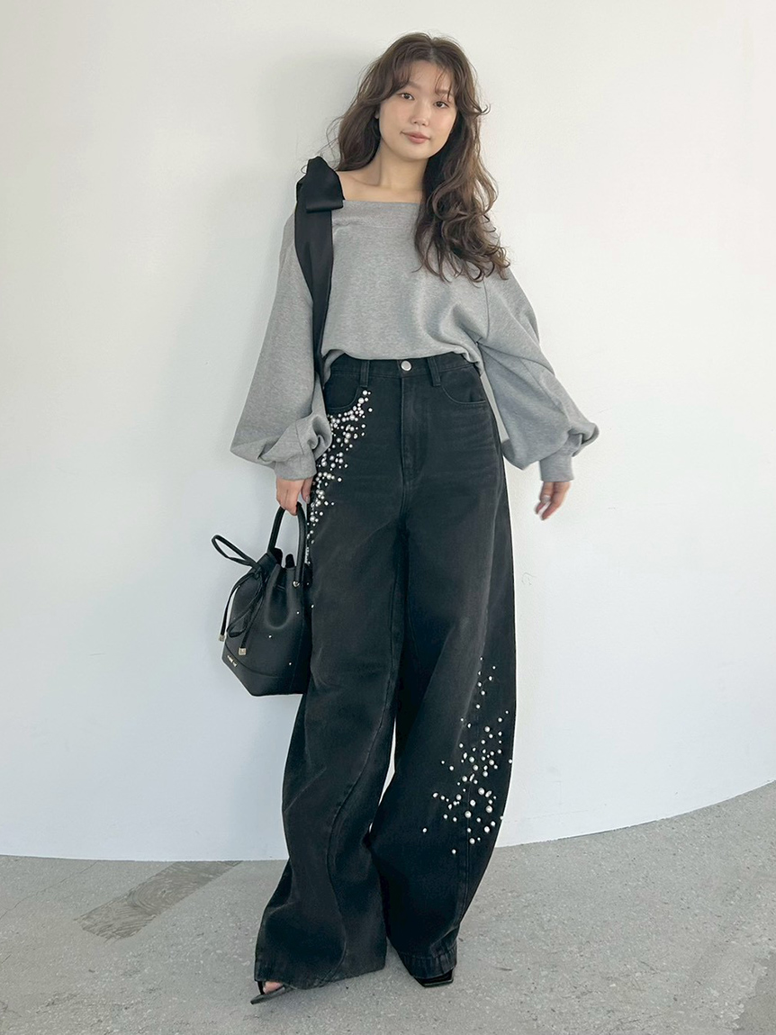 ハイウエストビジューデニム(ロングパンツ)｜パンツ｜FRAY I.D（フレイ