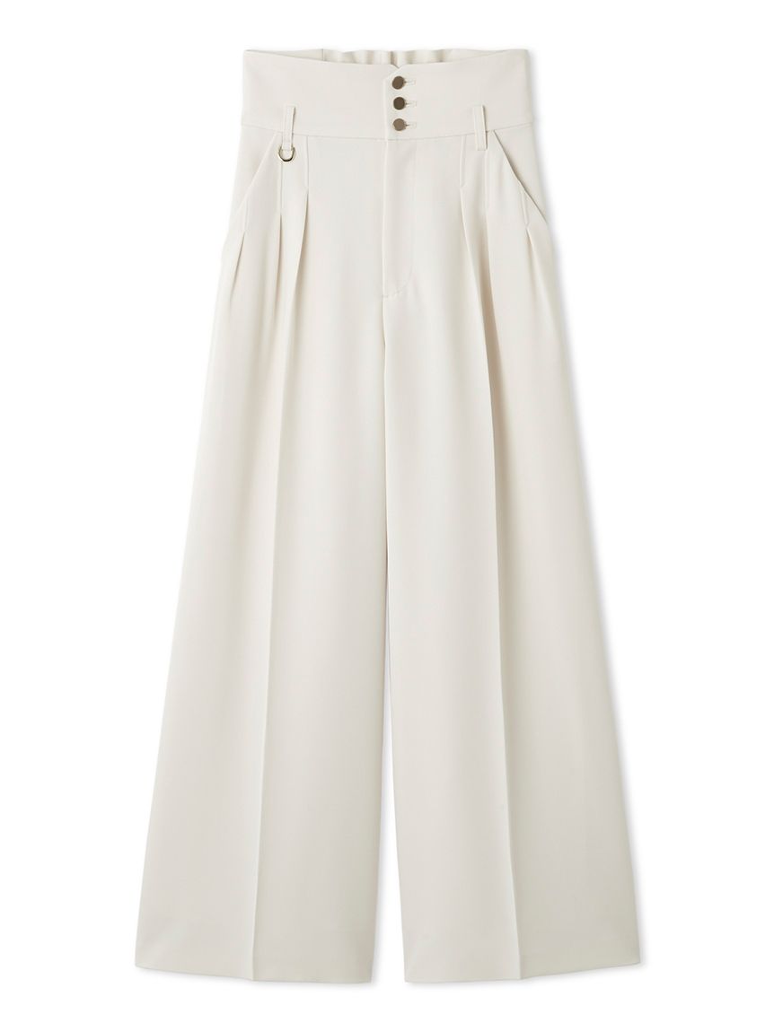 Dリングタックハイウエストパンツ／ウォッシャブル・防シワ(ロング