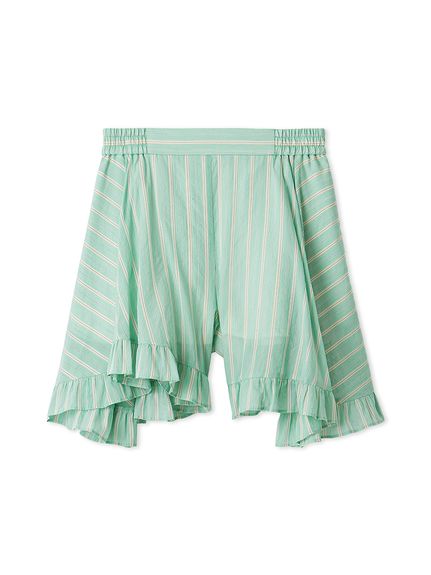 フリルヘムストライプショートパンツ(ショート・ハーフパンツ)｜パンツ