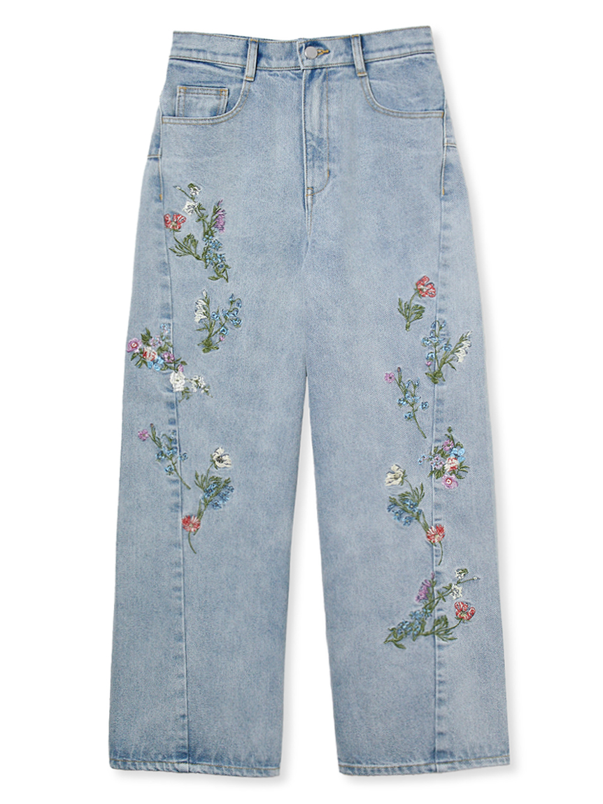 フラワーエンブロイダリーデニムパンツ(ロングパンツ)｜パンツ｜FRAY