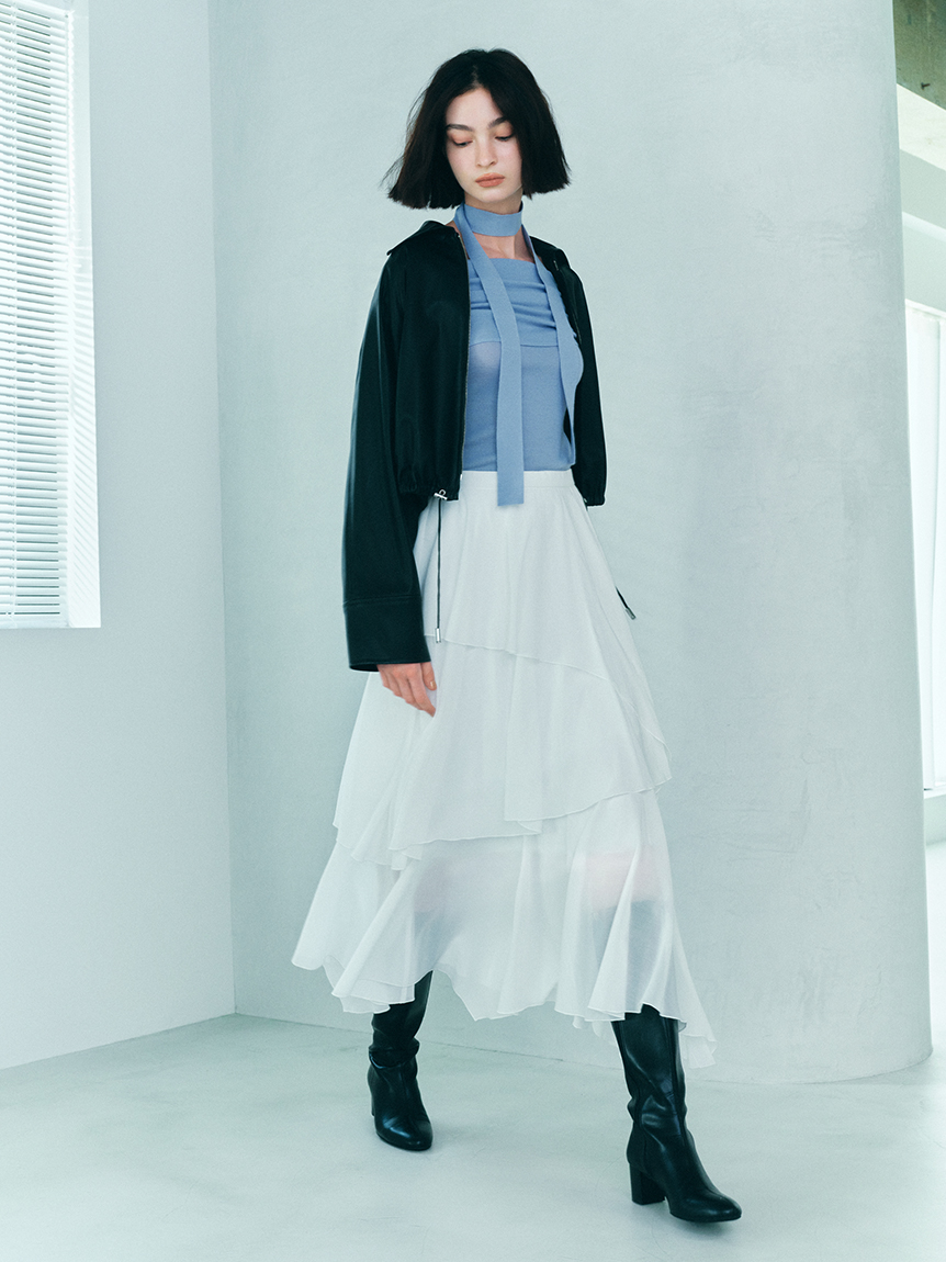 FRAY I.D フレイアイディー イレヘムティアードスカート グリーン FRAY I.D (セール30%OFF) / フレイアイディー イレヘム