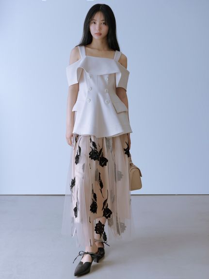 ★BAU by Bride And You★WILLOW Tuck ロングフレアスカート★ BAU by Bride And You】☆WILLOW Tuck ロングフレアスカー.ト