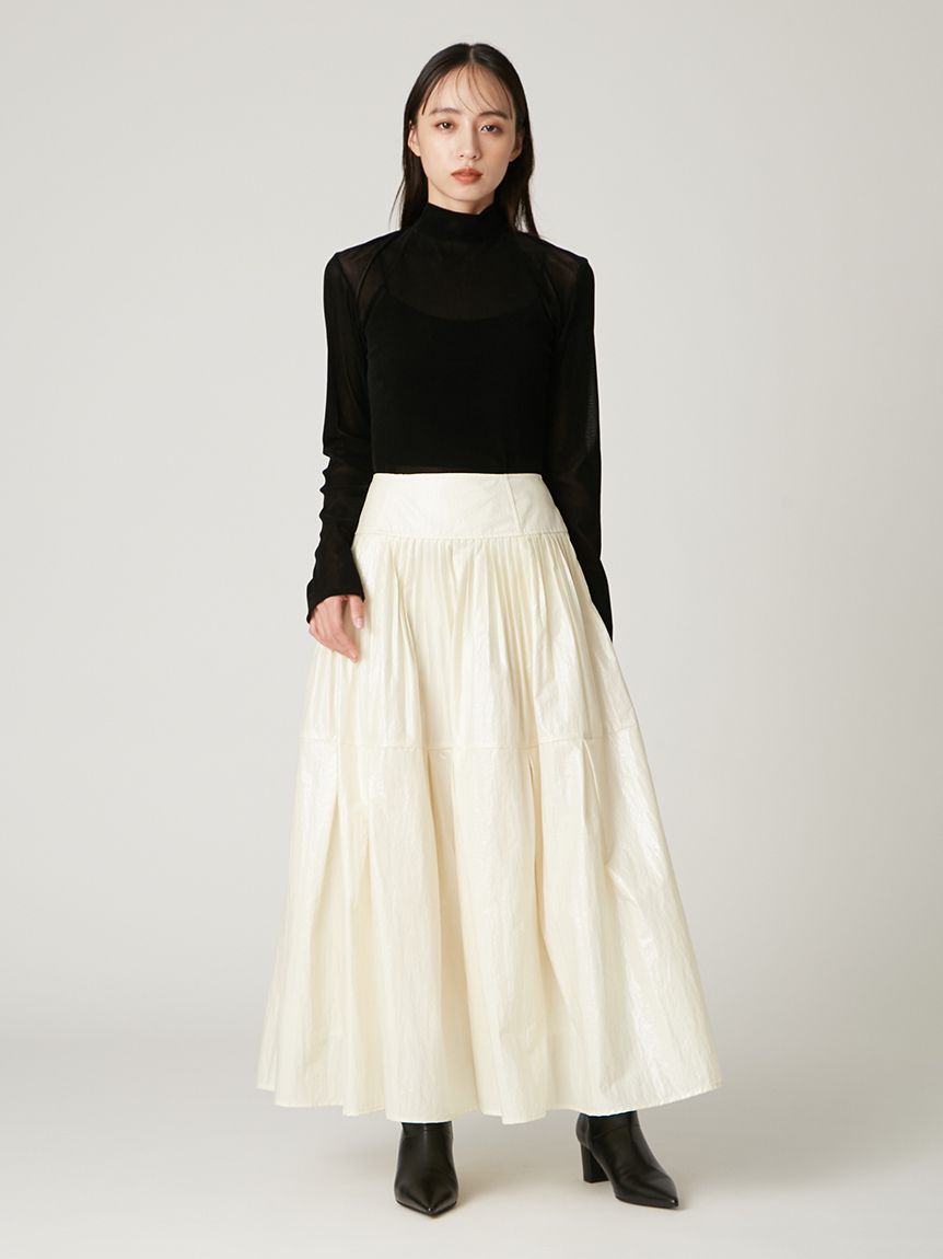 プリーツティアードタフタスカート(ロングスカート)｜スカート