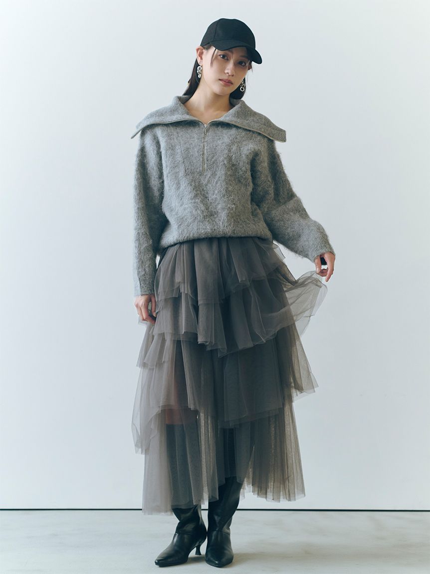 チュールアシメティアードスカート(ロングスカート)｜スカート｜FRAY
