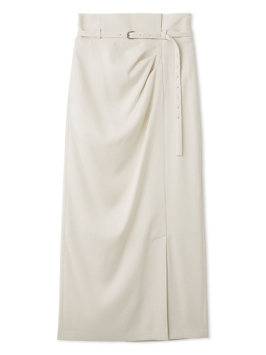 ベルト付きタックデザインストレートスカート(ロングスカート