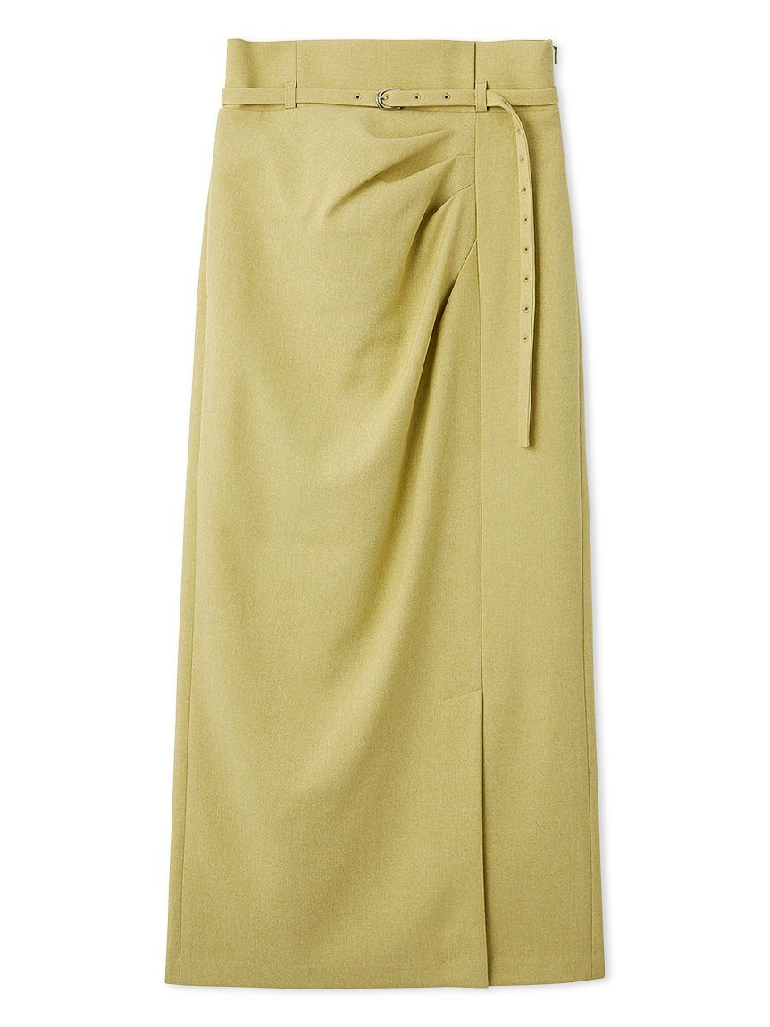 ベルト付きタックデザインストレートスカート(ロングスカート
