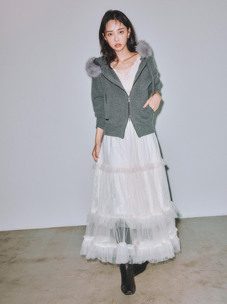 レースコンビフリルチュールスカート(ロングスカート)｜SKIRT｜FRAY