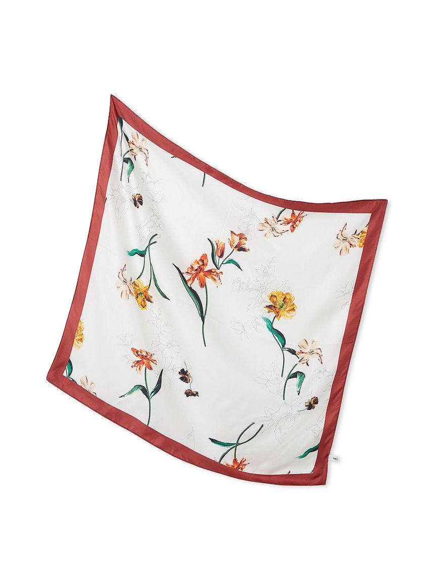 サテンシルクフラワースカーフ(スカーフ・バンダナ)｜ファッション雑貨