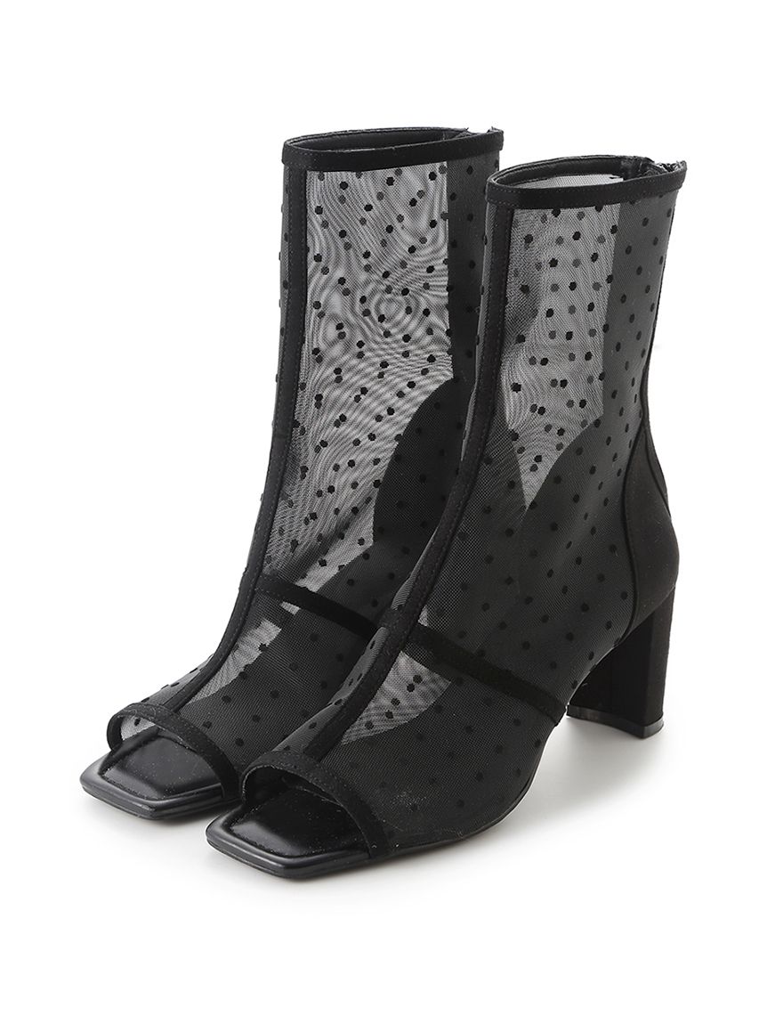 ブラックメッシュオープントゥ厚底ブーツ オープントゥメッシュブーツ(ブーツ)｜シューズ｜FRAY I.D