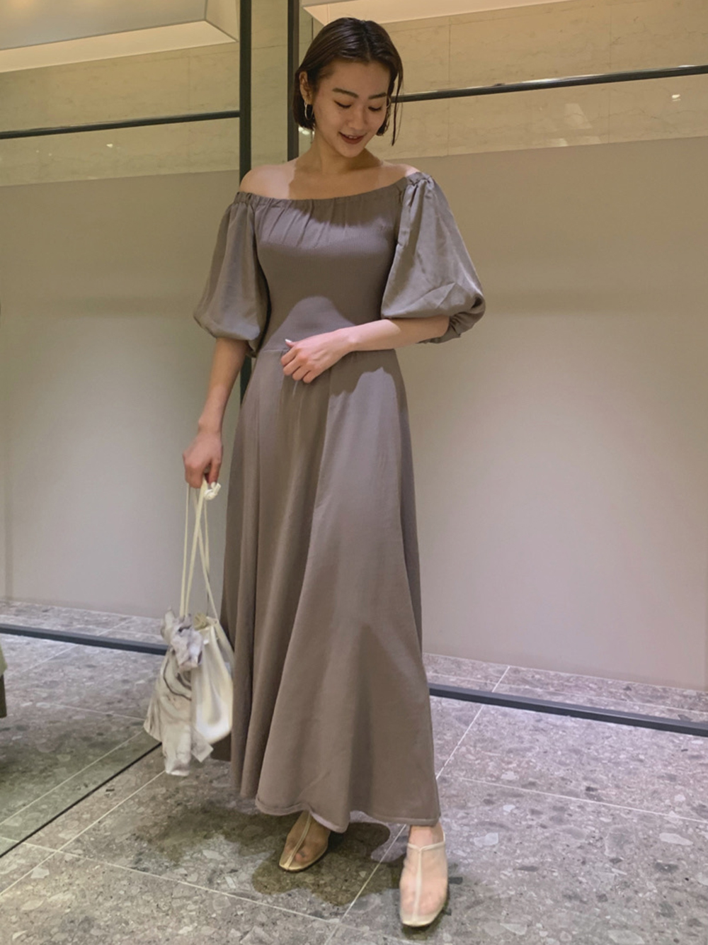 オフネックパフスリニットコンビワンピース マキシ ロングワンピース ワンピース Fray I D フレイ アイディー の通販サイト 公式