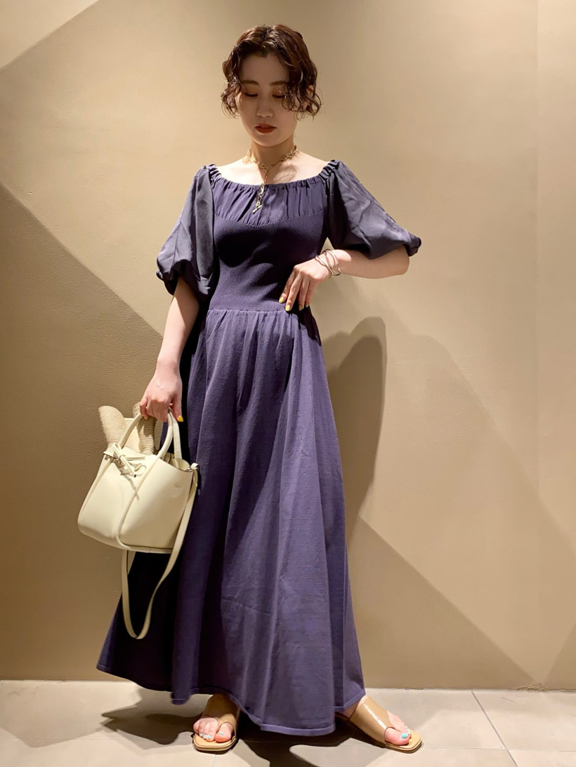 オフネックパフスリニットコンビワンピース マキシ ロングワンピース ワンピース Fray I D フレイ アイディー の通販サイト 公式