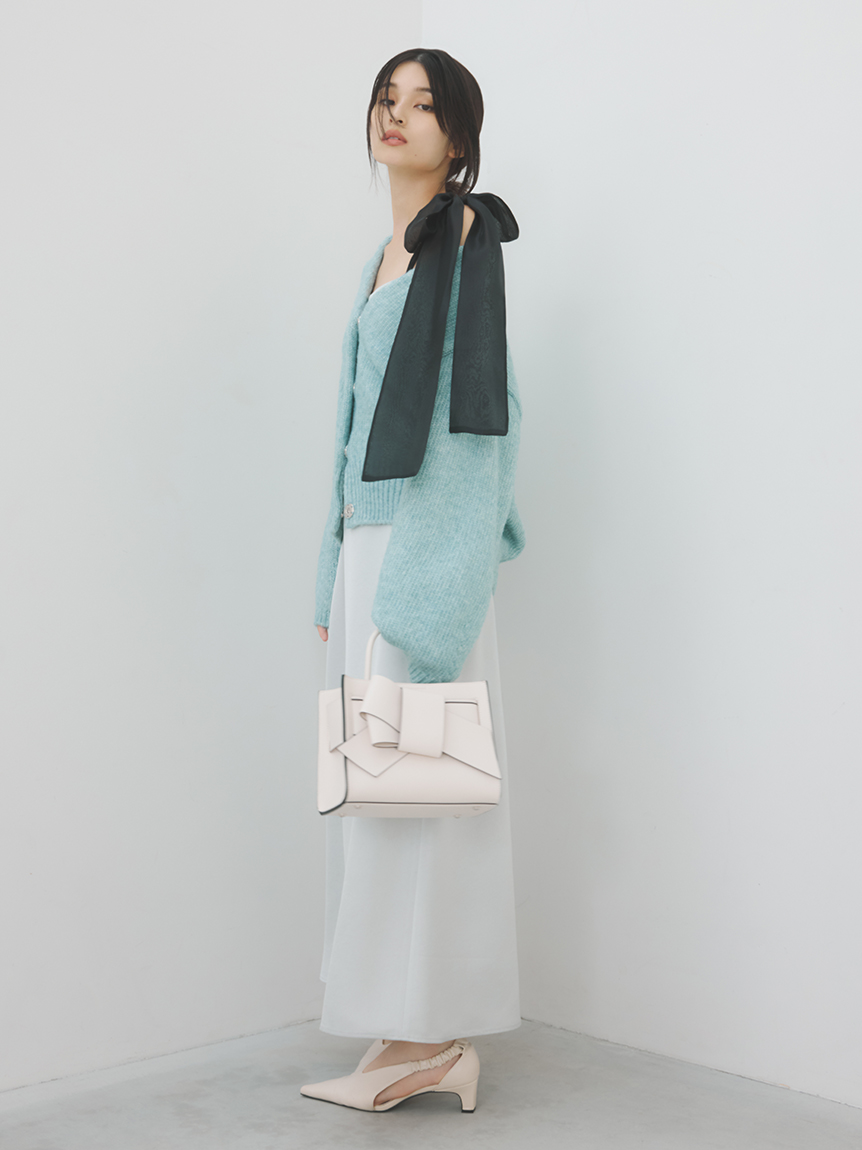 新品未使用タグ付き★限定品カーデセットリボンショルダーワンピースIVR0 カーデセットリボンショルダーワンピース（マキシ丈/ロング