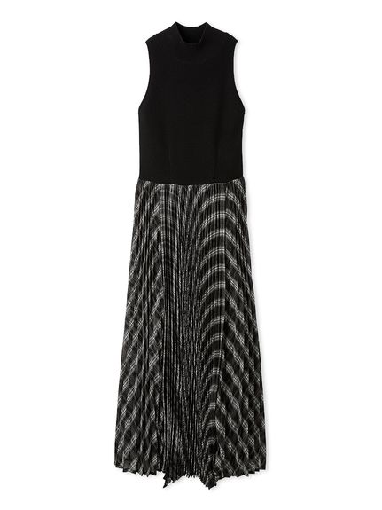 ニットドッキングプリーツワンピース(マキシ・ロングワンピース