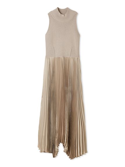 ニットドッキングプリーツワンピース(マキシ・ロングワンピース