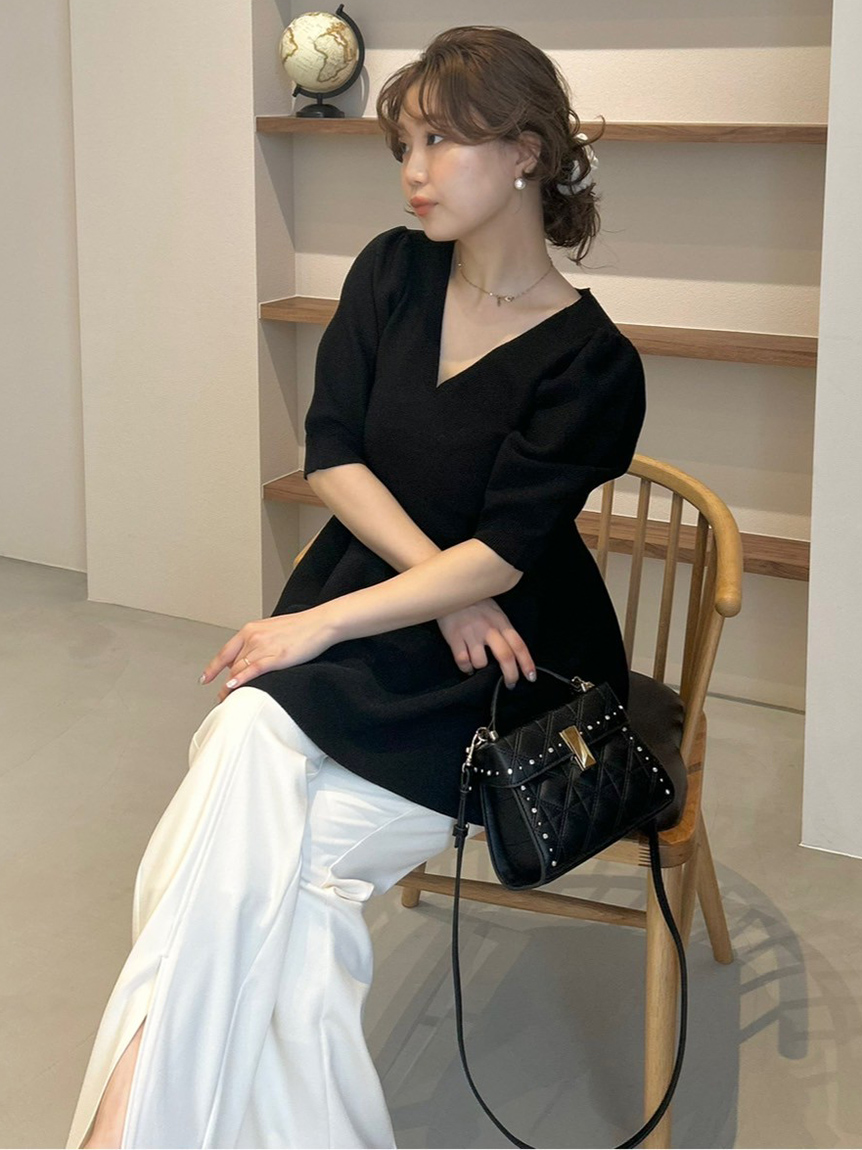美品☆ショルダースリットペプラムニット MASH SUMMER WEEK限定】ペプラムニット&フロントスリット