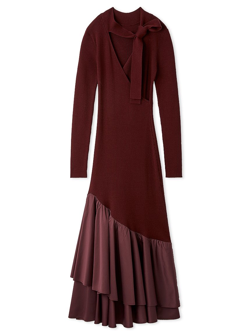 カシュクールリブニットコンビワンピース(マキシ・ロングワンピース