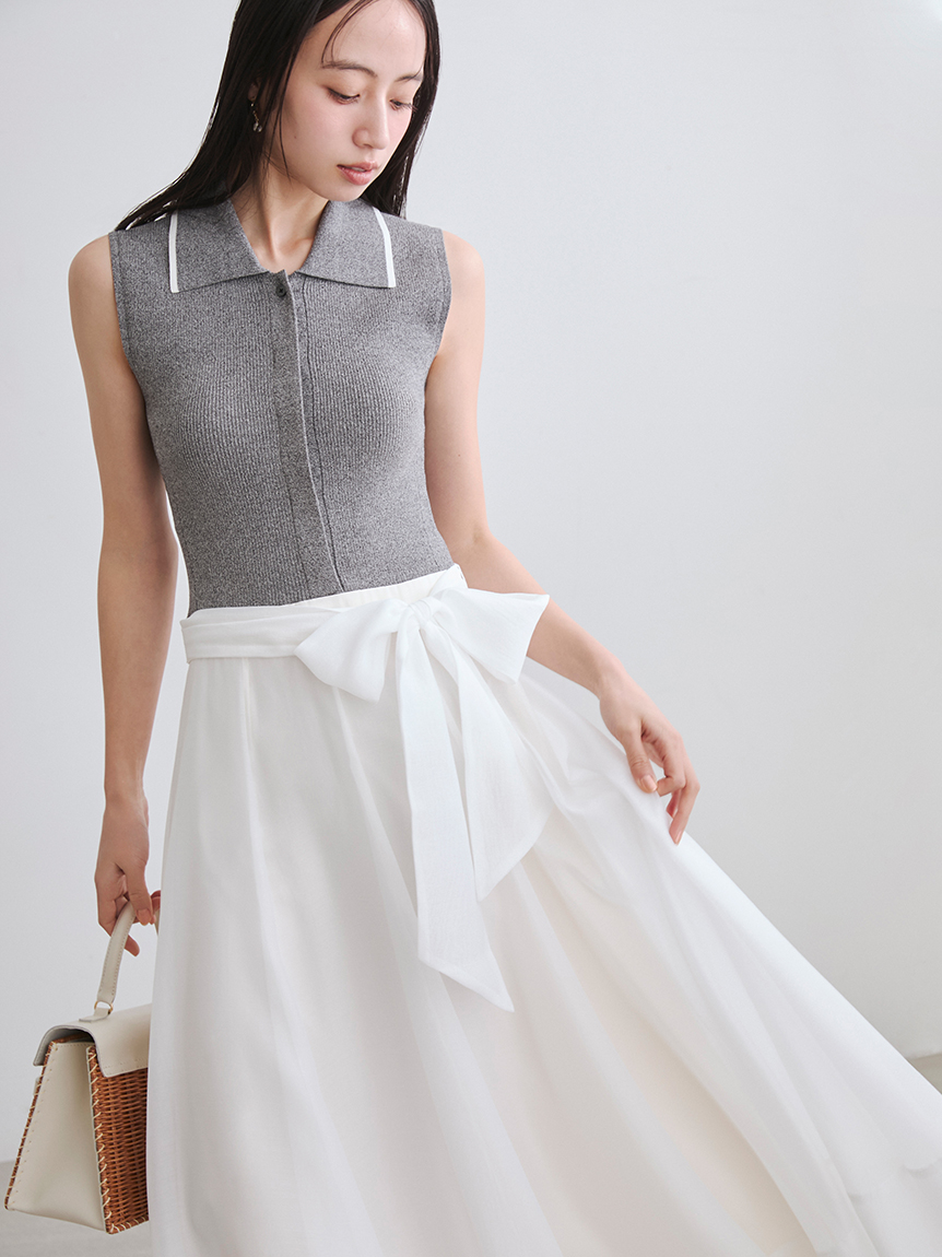 00サイズあり】ポロニットドッキングワンピース(マキシ・ロング