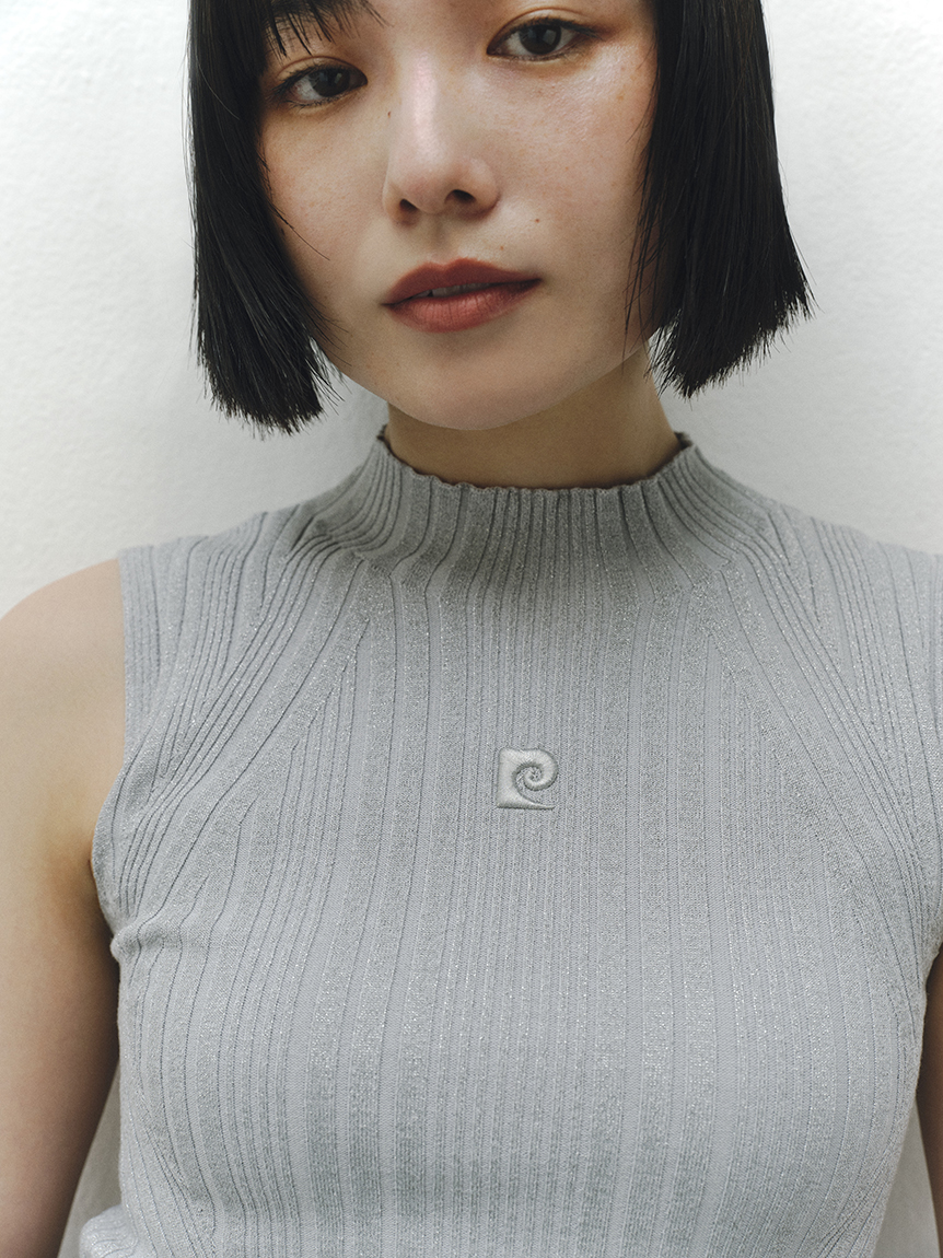 pierre cardin】ノースリーブハイネックリブプルオーバー(ニット  