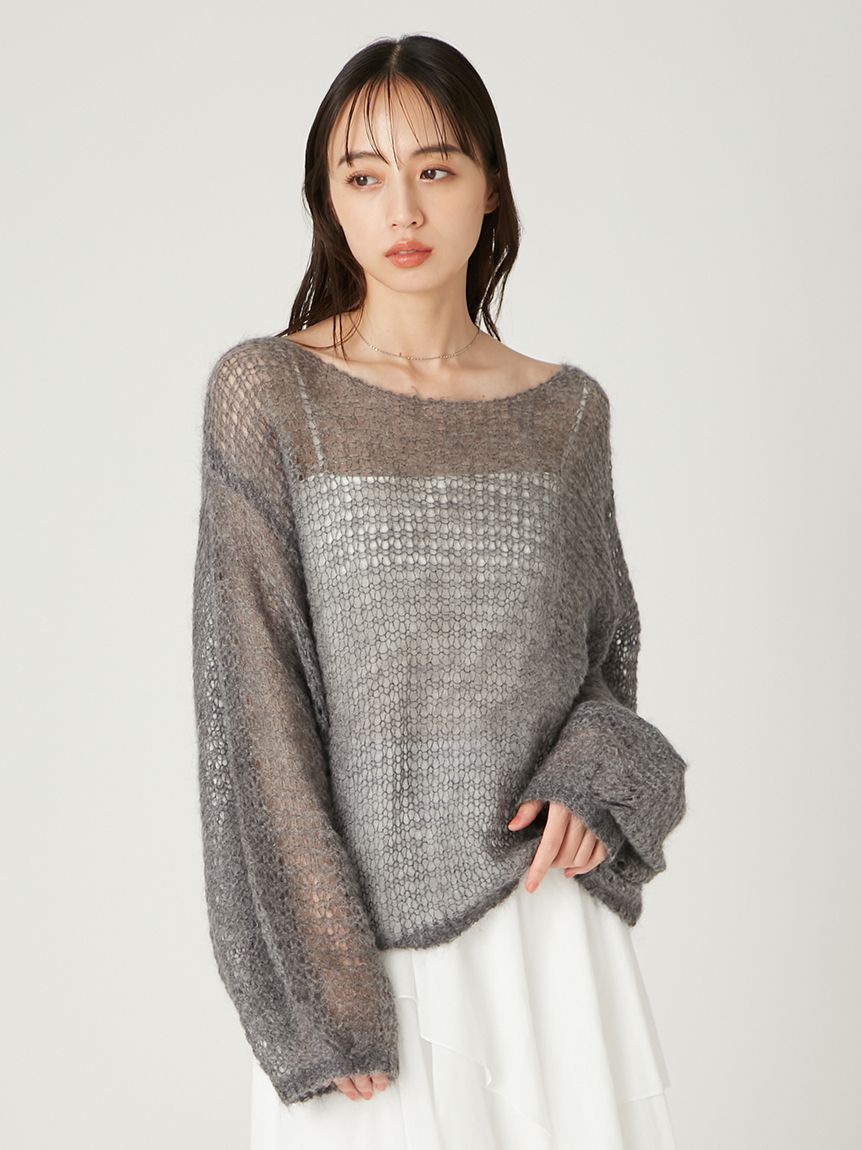FRAY I.D◆ニット・セーター(厚手)/one/カシミア/GRY/無地/FWNT234047 FRAY I.D（フレイアイディー）の「シアーパフリブニット（ニット