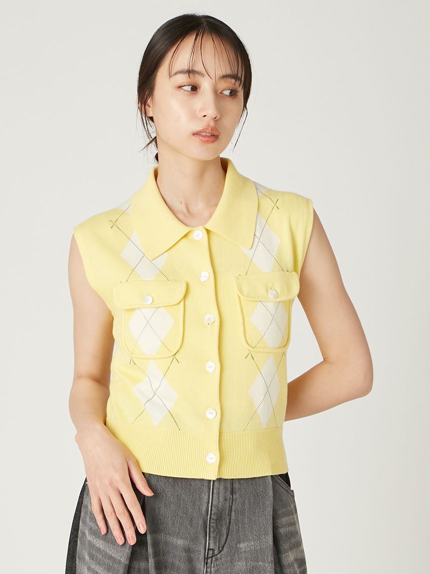 FRAY I.D フレイアイディー ポロカラーノースリニットジレ FRAY I.D｜ポロカラーノースリニットジレ/接触冷感 | Rakuten