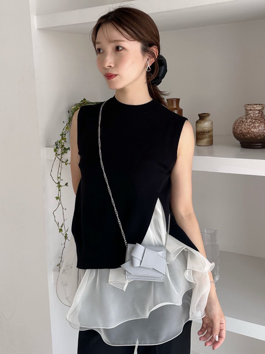 WEB限定カラー】ラッフルフリルレイヤーニット(ニット