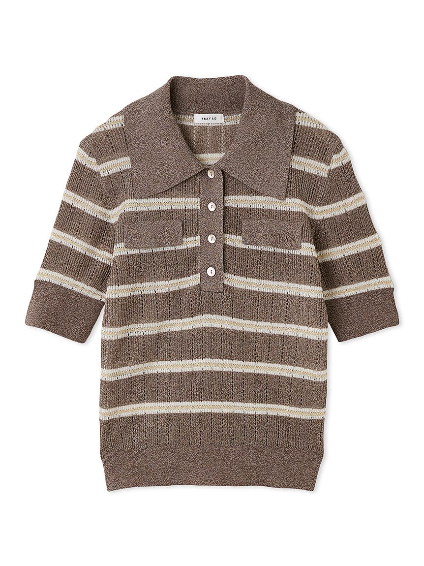 FRAY I.D ぽぽ ウールブレンドポロカラーニット（ニット）｜FRAY I.D（フレイ