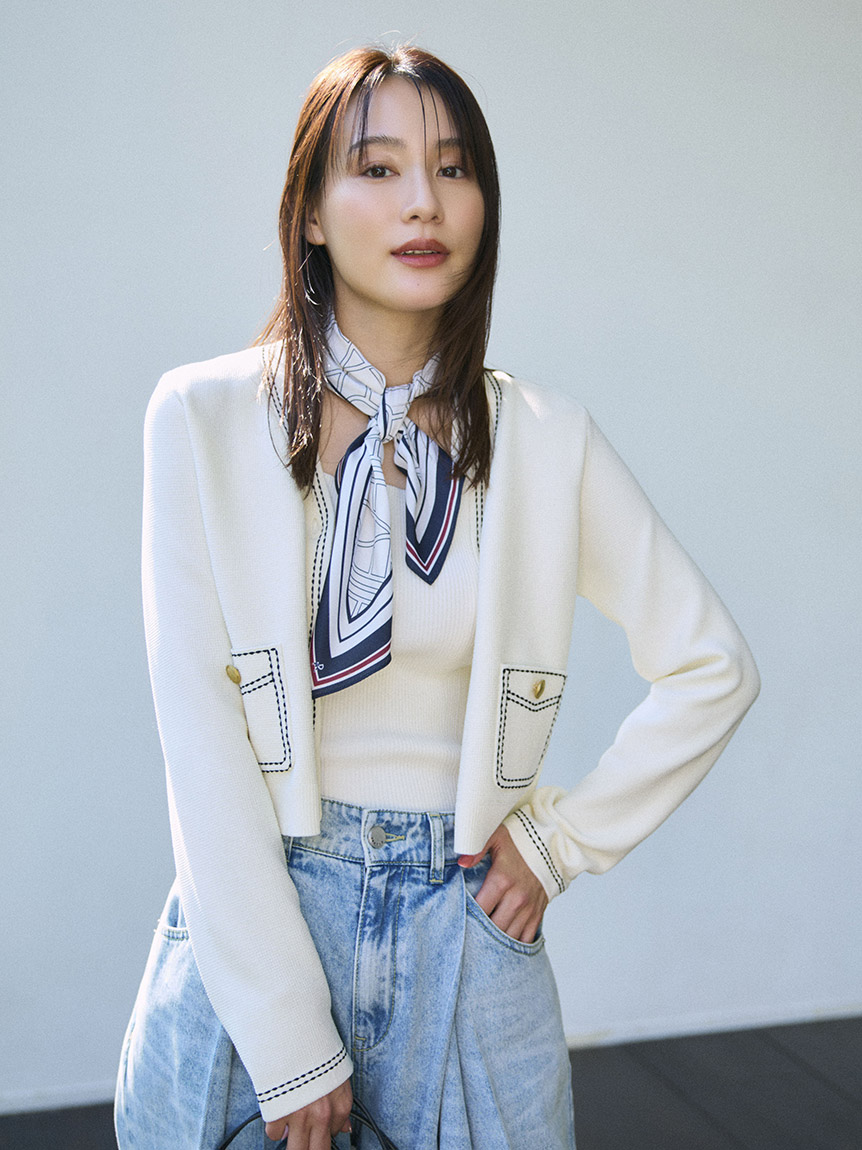 スカーフコンビリブニットプルオーバー(ニット)｜トップス｜FRAY I.D