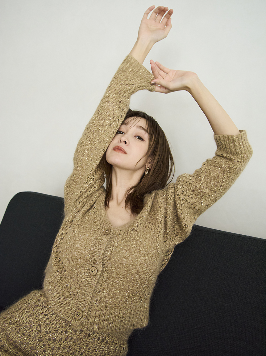 モヘアミックスラメニットカーディガン(ニット)｜トップス｜FRAY