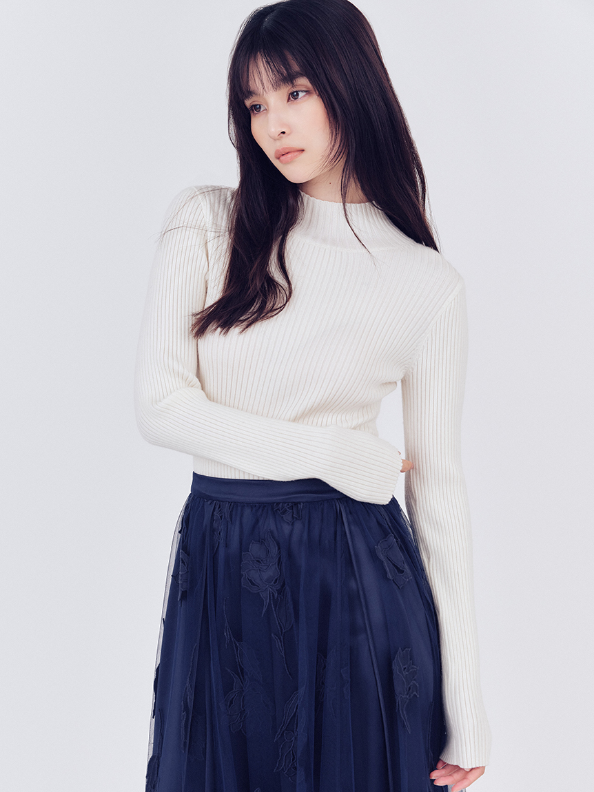 2021 フォクシー　ニットトップス　Sucre 42129 ネイビーホワイト 41961 Knit Top 