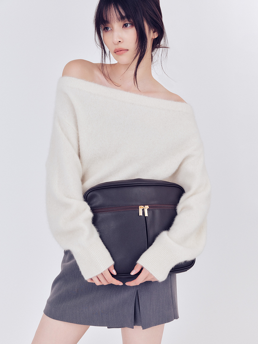 ANDMARY トップス 黒 オフショル ニット ANDMARY】Lou offshoulder knit tops