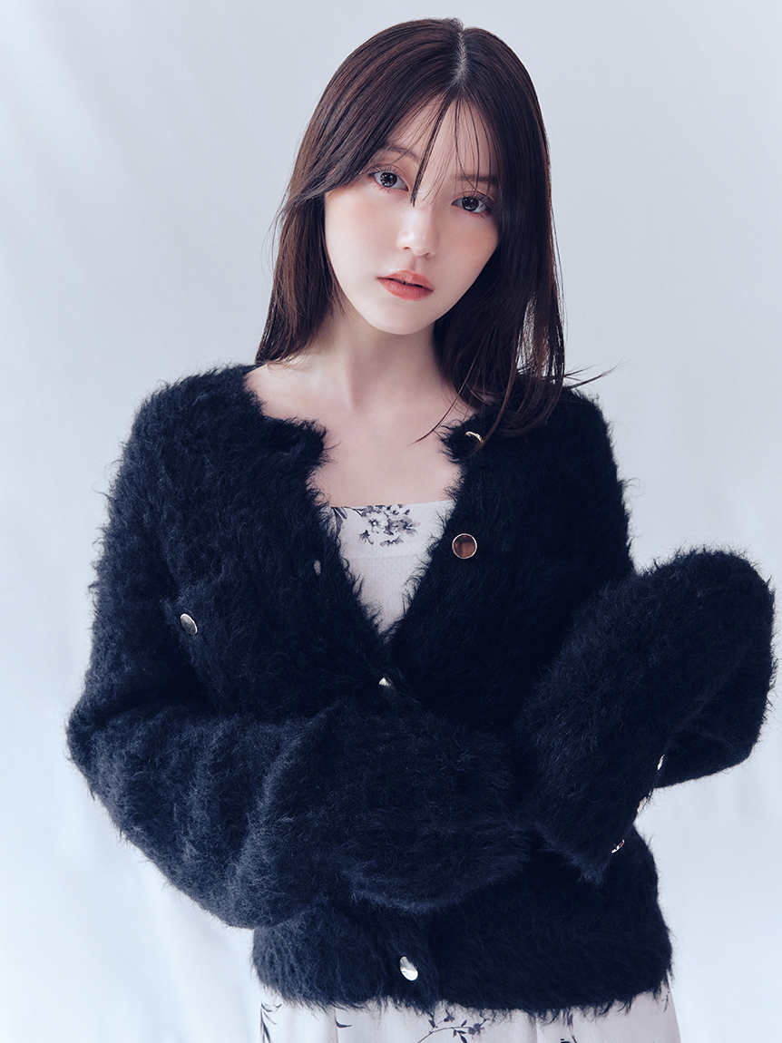 新品未使用FRAY I.D セミフレアニットジレカーディガン　ブラック フレイ アイディー FRAY I.D セミフレアニットジレカーディガン