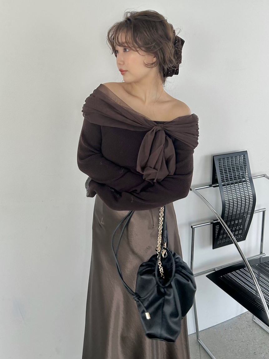 3wayリボンオフショルニットプルオーバー(ニット)｜トップス