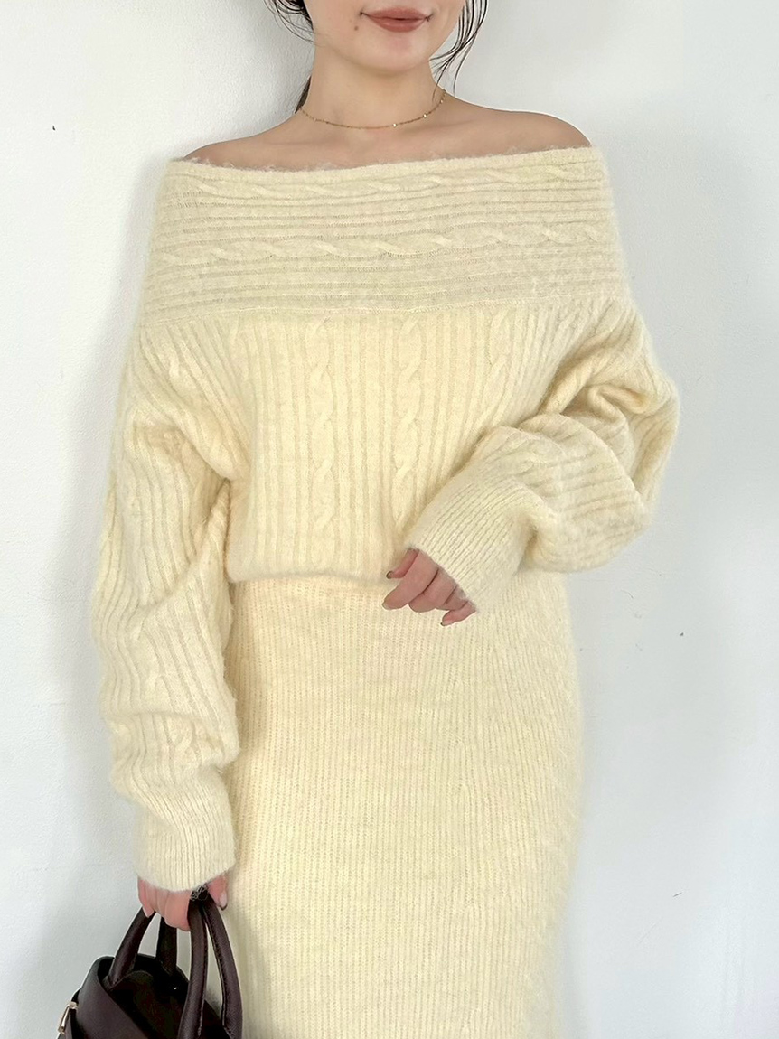 アルパカシャギーケーブルオフショルニット(ニット)｜トップス｜FRAY