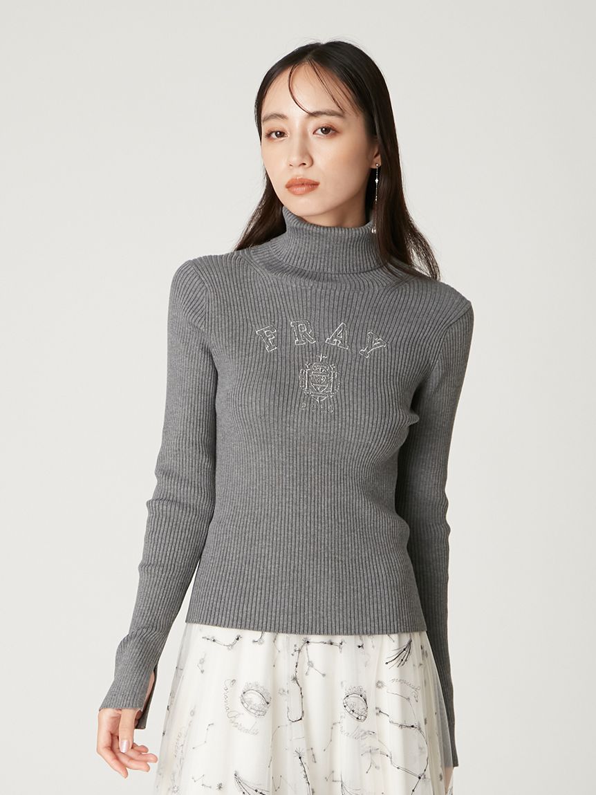 D&G ニット タートルネック 花 刺繍 リブ 透かし編み イタリア製 42 カレッジエンブロイダリーリブタートルニット(ニット)｜トップス｜FRAY