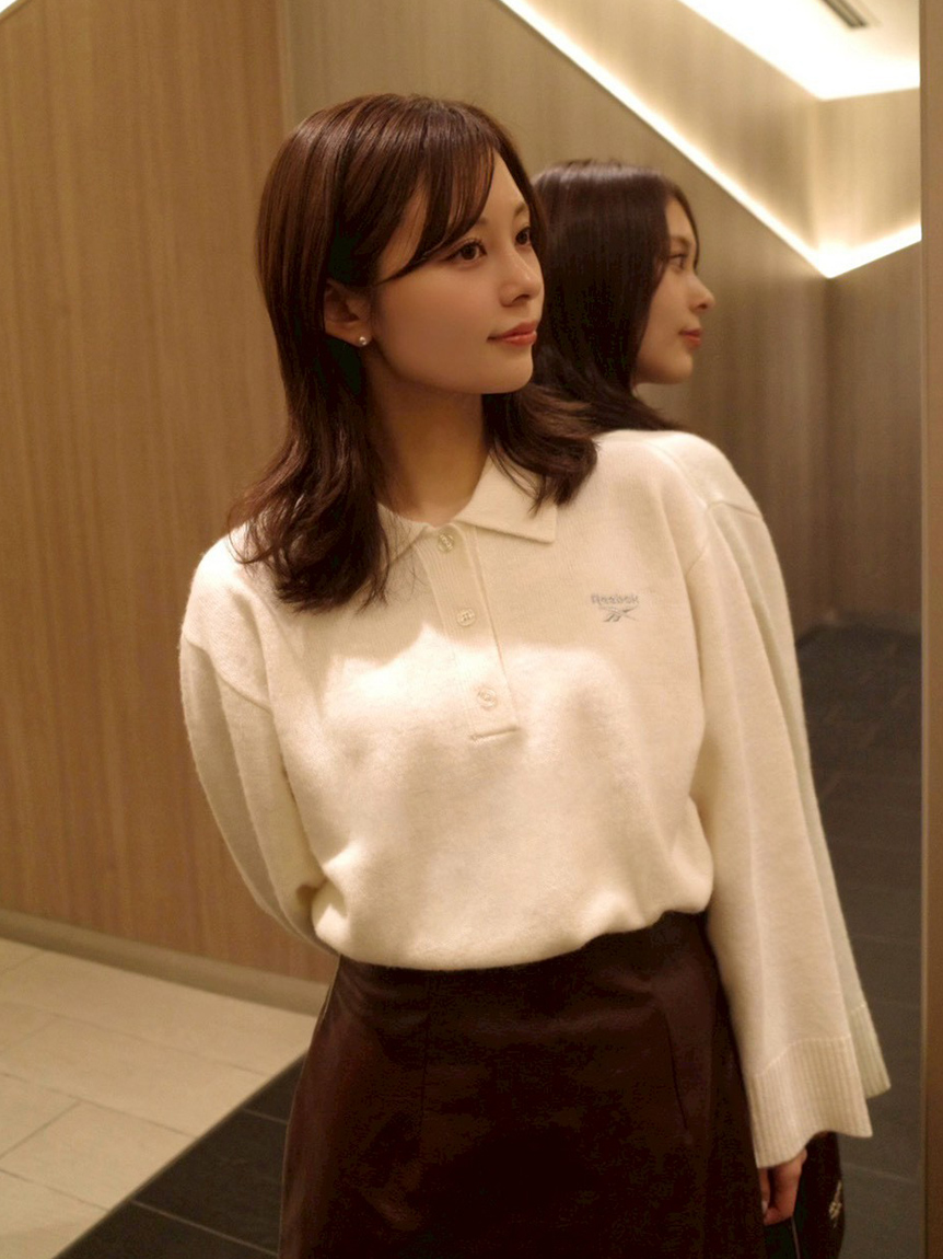 Reebok× FRAY I.D】ラガーカラーポロニットプルオーバー(ニット