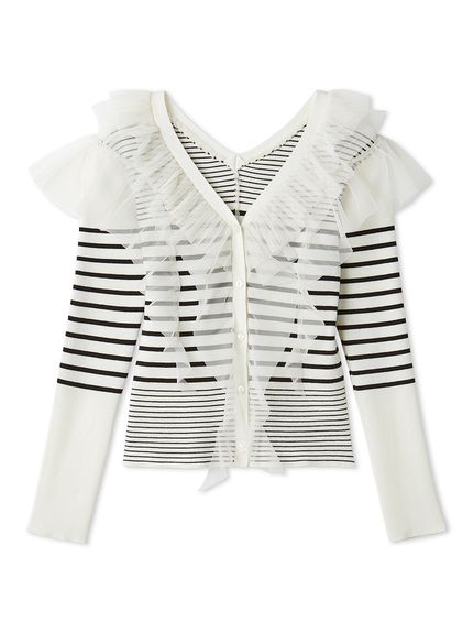 シルクブレンドアシメデコルテドレープリブニット(ニット)｜トップス