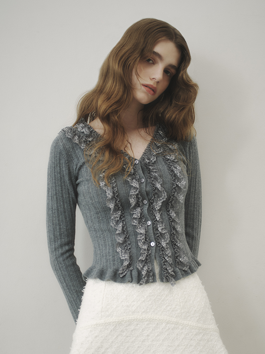 フリルレースコンビニットカーデ(ニット)｜トップス｜FRAY I.D（フレイ