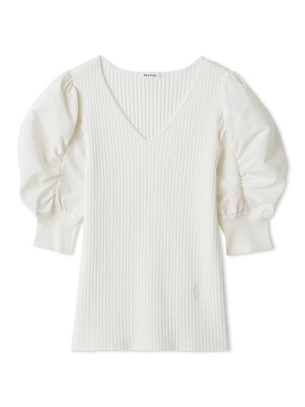 シェリエ　ハーフパフスリーブニット　white 中古・古着通販】sheller (シェリエ) ハーフパフスリーブニット