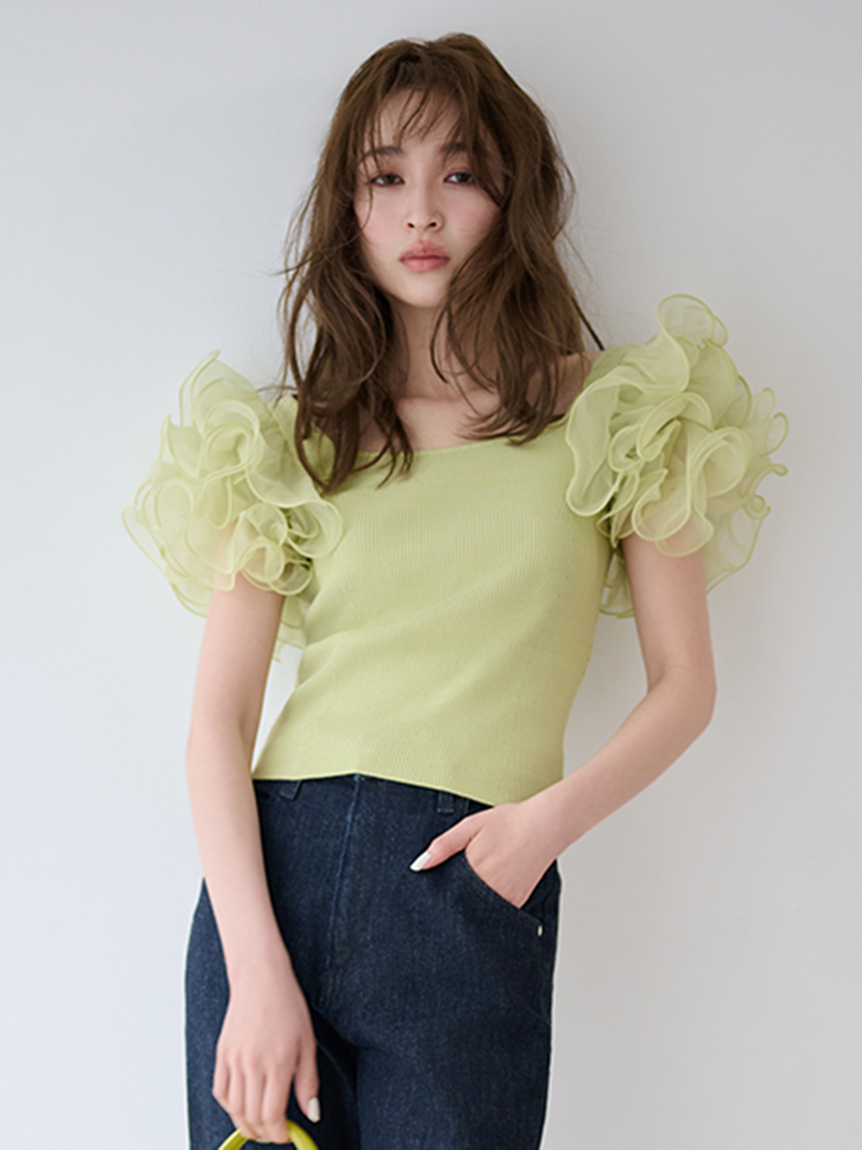 完売❤️定価以下❤️新品タグ付❤️FRAY I.D タックギャザースリーブニット 中古・古着通販】FRAY ID (フレイ アイディー) ニットコンビタック