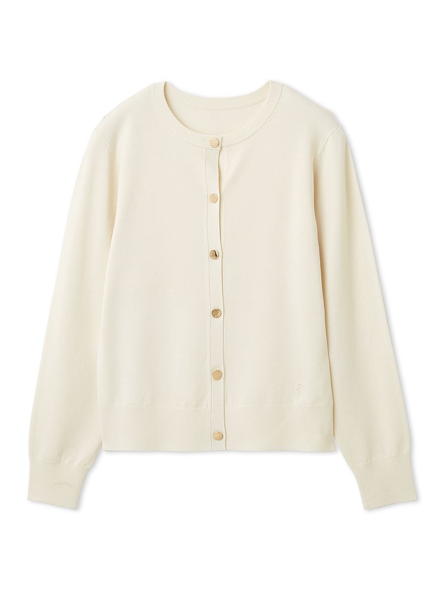 シルクブレンドクルーネック金釦ニットCD/ウォッシャブル(カーディガン