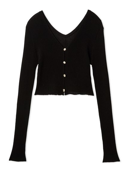 新品未使用FRAY I.D セミフレアニットジレカーディガン　ブラック フレイ アイディー FRAY I.D セミフレアニットジレカーディガン （BLK